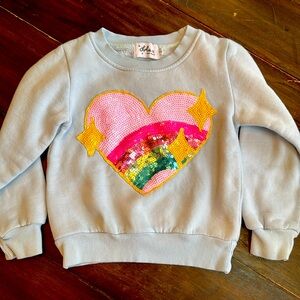 Lola + The Boys Blue Sweatshirt with Sequin Heart and Stars